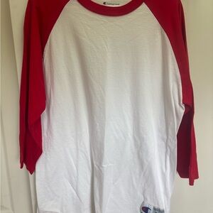 Champion  Red and White Raglan Shirt